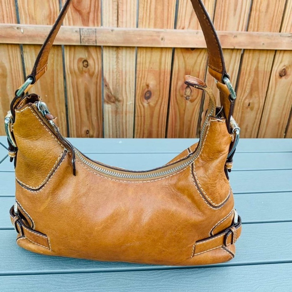 Vintage Michael Kors purse cognac-tan leather hobo bag - Picture 3 of 15